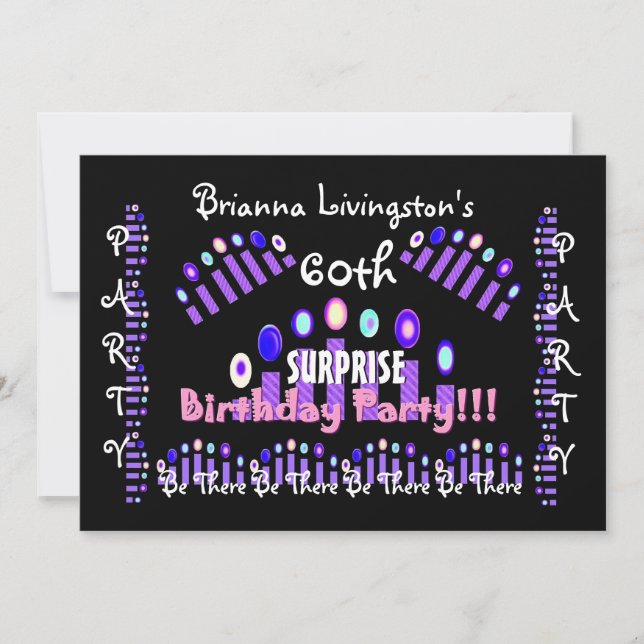 60° SORPRESA Velas de cumpleaños Invitación (Anverso)