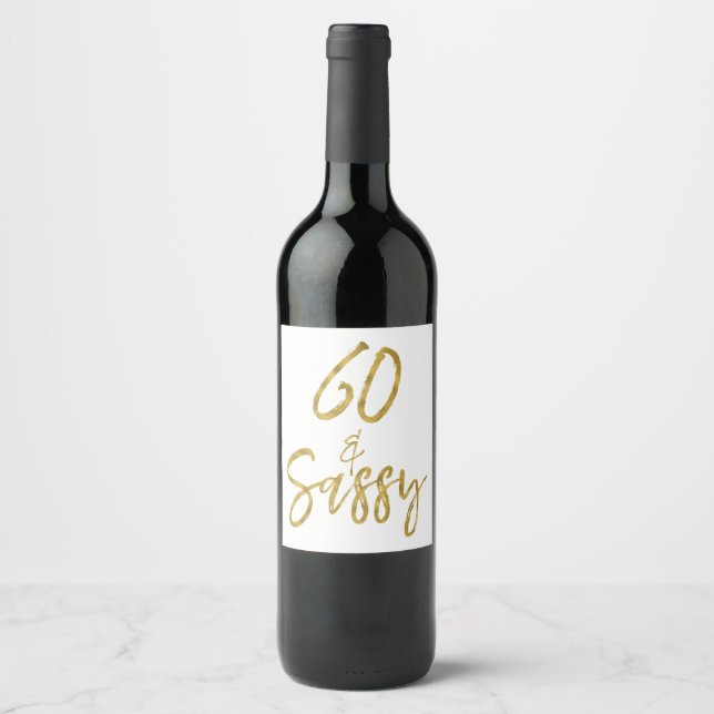 60 y etiqueta de vino para cumpleaños (Anverso)