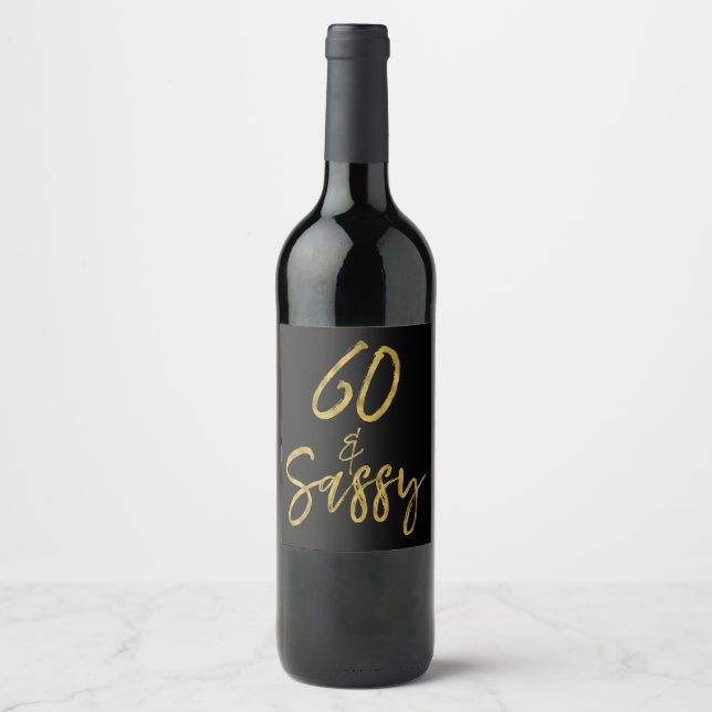 60 y etiqueta de vino para cumpleaños (Anverso)
