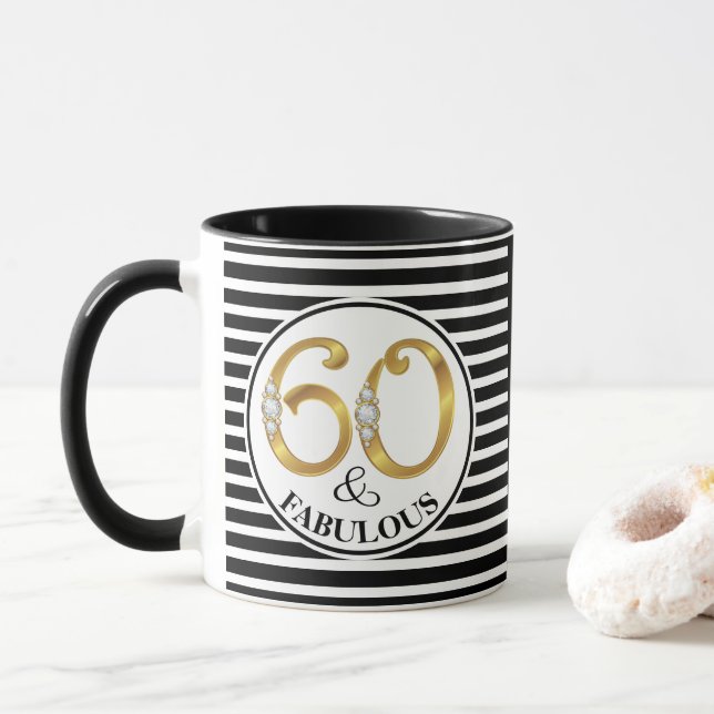 60 y fabulosa copa de cumpleaños/taza (Con donut)