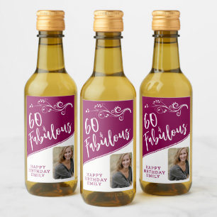 60 y fabulosa foto manuscrita Magenta cumpleaños n