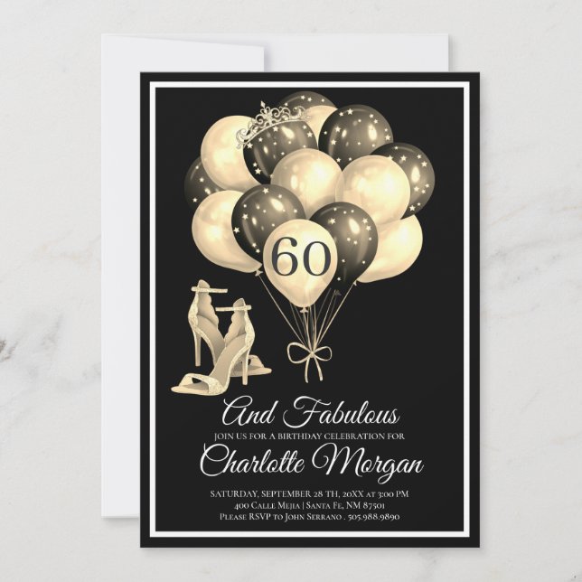 60 Y Fabulosa Invitación De Tos Altos De Blanco Ne (Anverso)