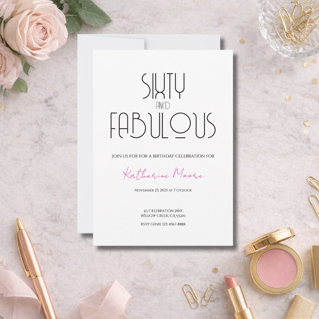 60 y fabuloso | Invitación a la fiesta de cumpleañ (Subido por el creador)