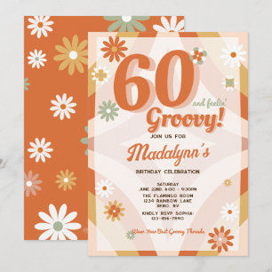 60 Y Feelin Groovy Invitación De Cumpleaños Retro