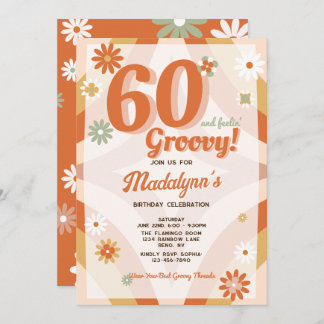 60 Y Feelin Groovy Invitación De Cumpleaños Retro