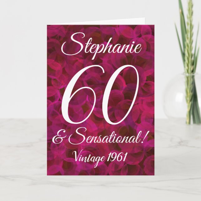 60 y tarjeta de cumpleaños Sensacional Red Rose (Anverso)