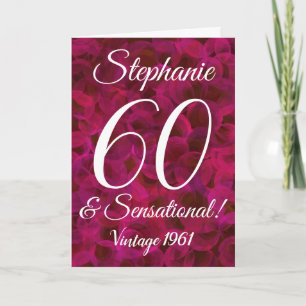 60 y tarjeta de cumpleaños Sensacional Red Rose