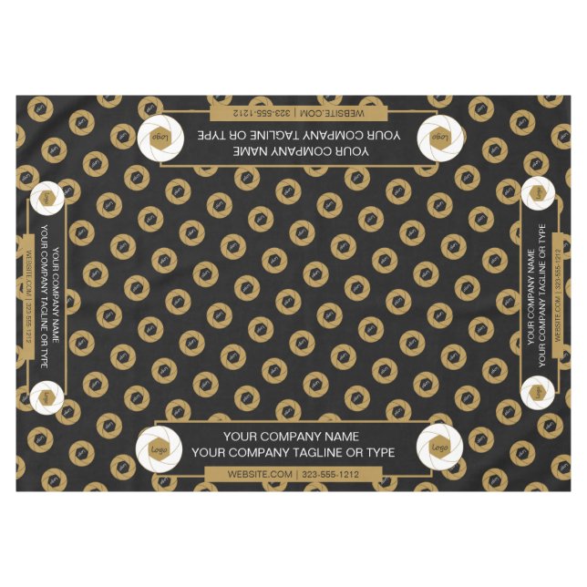 60X84 Trade Show Logo de manteles Oro Blanco Negro (Frente (Horizontal))