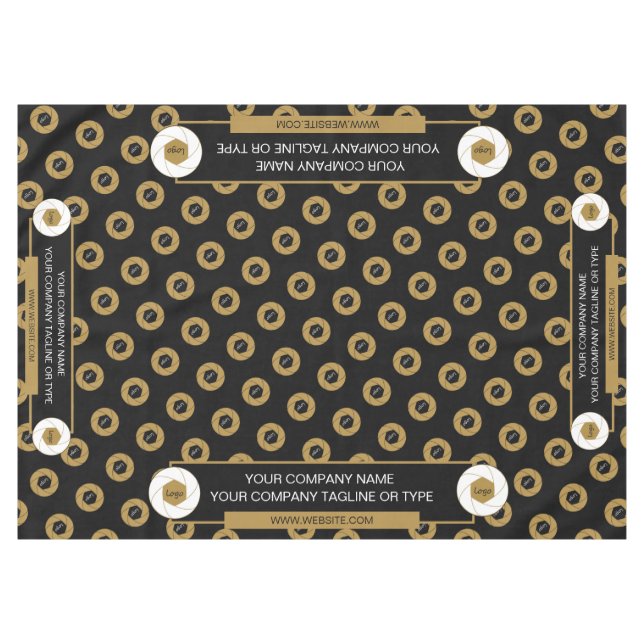 60X84 Trade Show Logo de manteles Oro Blanco Negro (Frente (Horizontal))