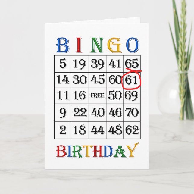 61.ª tarjeta de bingo de cumpleaños (Anverso)