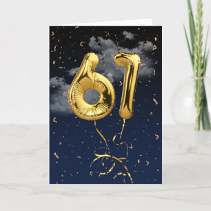 61.ª Tarjeta de Confetti y globo de oro de cumplea