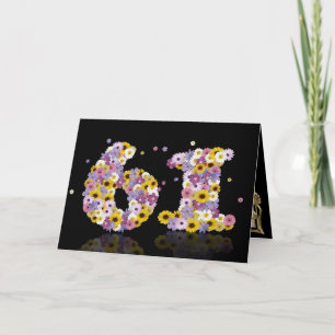 61.ª tarjeta de cumpleaños con letras floridas