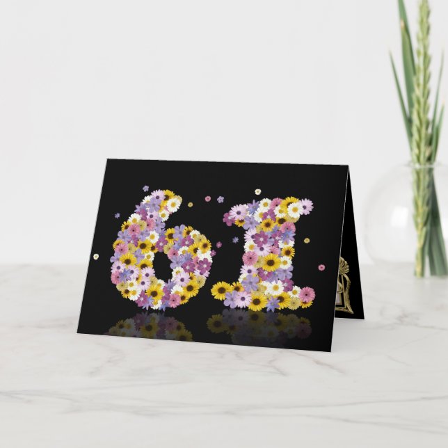 61.ª tarjeta de cumpleaños con letras floridas (Anverso)