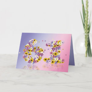 61.ª tarjeta de cumpleaños con letras floridas