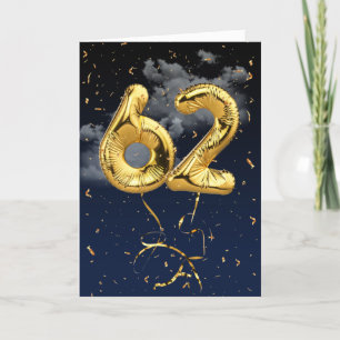 62.ª Tarjeta de Confetti y globo de oro de cumplea