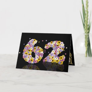 62.ª tarjeta de cumpleaños con letras floridas