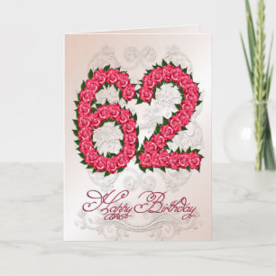 62.ª tarjeta de cumpleaños con rosas y hojas