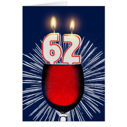 62.o Cumpleaños con el vino y las velas Tarjeta
