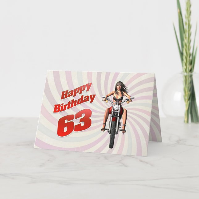 63.ª tarjeta de cumpleaños con chica de moto (Anverso)