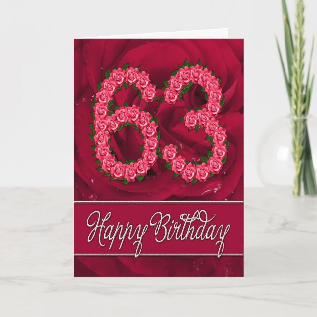 63.a tarjeta de cumpleaños con los rosas y las (Anverso)