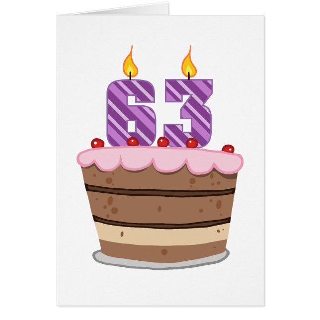 63 años en el pastel de cumpleaños (Frente)