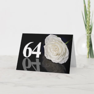 64.ª tarjeta de cumpleaños con una rosa blanca clá