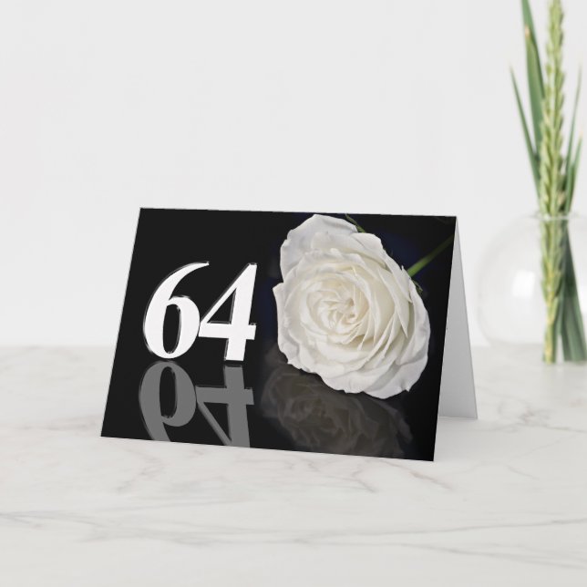64.ª tarjeta de cumpleaños con una rosa blanca clá (Anverso)