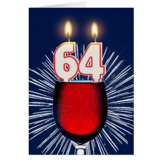 64.o Cumpleaños con el vino y las velas Tarjeta