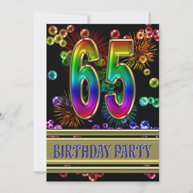 65ª fiesta de cumpleaños Invitación con burbujas (Anverso)