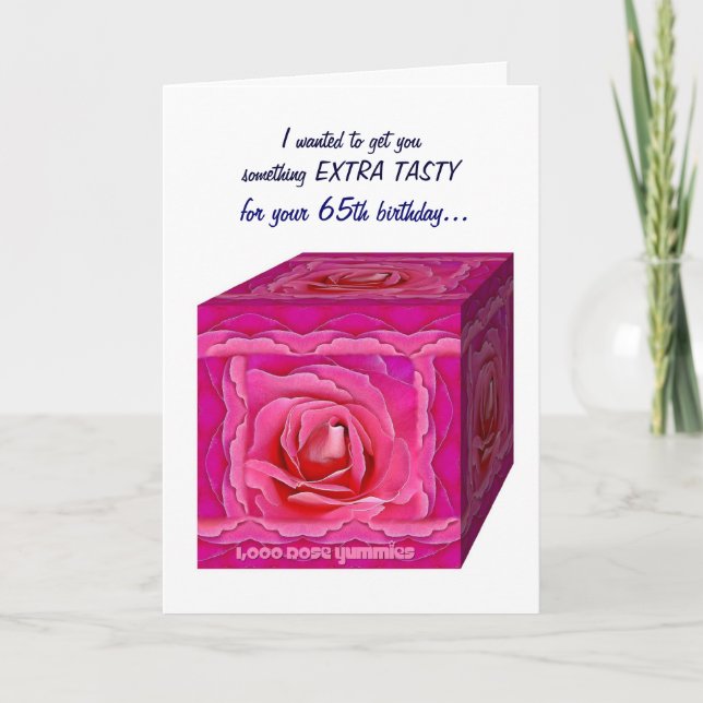65ª Tarjeta BIrthday - Caja de regalo Rosa - DIVER (Anverso)