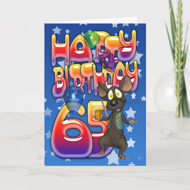 65ª tarjeta de cumpleaños linda con el ratón peque (Anverso)