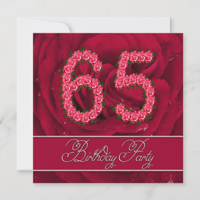 65.ª invitación a la fiesta de cumpleaños con rosa (Anverso)