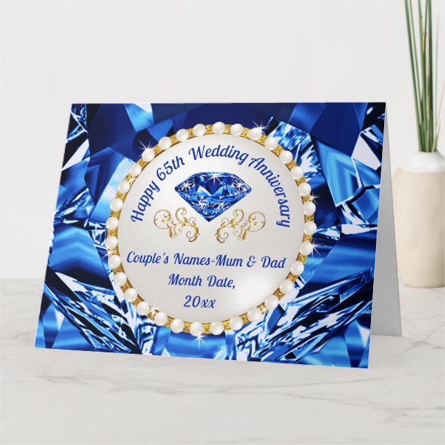 65.ª tarjeta de aniversario Boda para Mamá y papá, (Anverso)