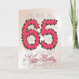 65.ª tarjeta de cumpleaños con rosas y hojas
