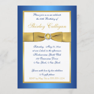 65.a invitación del cumpleaños del azul y del oro