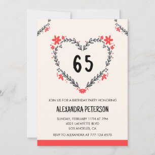 65 años invitaciones para su corazón floral
