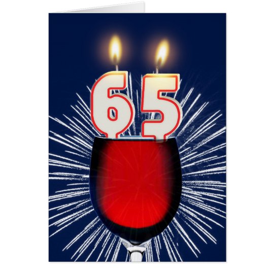 65.o Cumpleaños con el vino y las velas Tarjeta