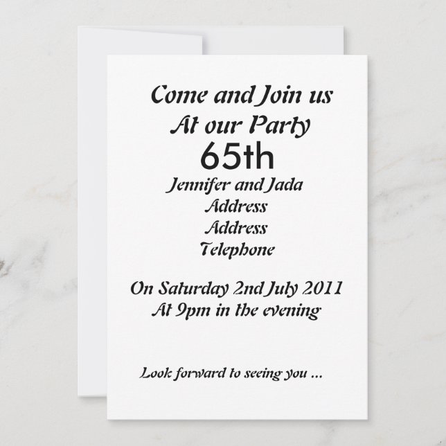 65.o Invitación de la fiesta de cumpleaños (Anverso)