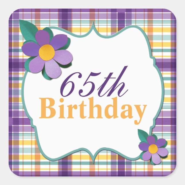 65.o pegatina del cumpleaños de la tela escocesa (Anverso)