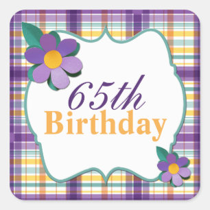 65.o pegatina del cumpleaños de la tela escocesa