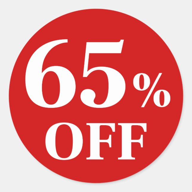 65% OFF Pegatina de redondeo clásico de fondo rojo (Anverso)