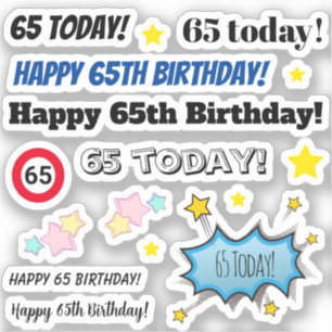 65 y fabulosos Pegatinas de cumpleaños múltiples