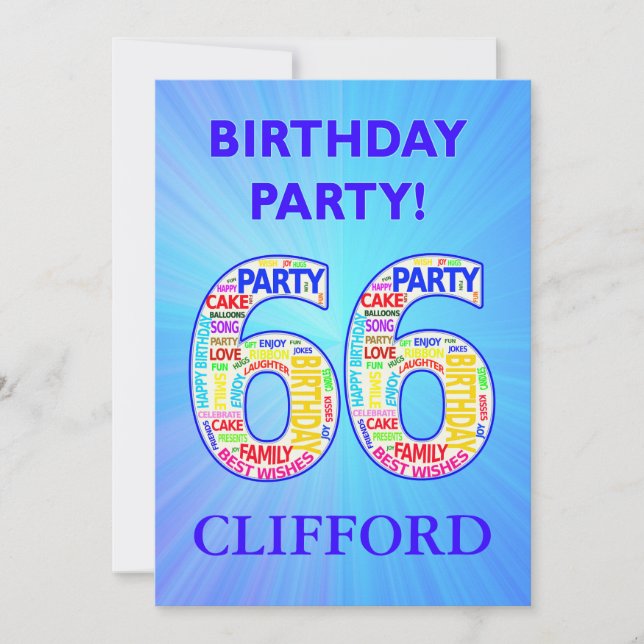 66.ª invitación a fiesta de cumpleaños Añadir un n (Anverso)