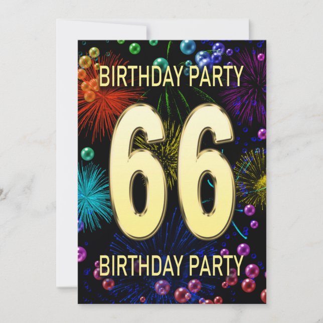 66.ª Invitación a la fiesta de cumpleaños Fuegos a (Anverso)