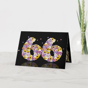 66.ª tarjeta de cumpleaños con letras floridas