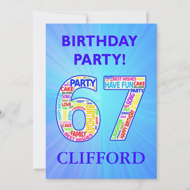 67.ª invitación a fiesta de cumpleaños Añadir un n (Anverso)