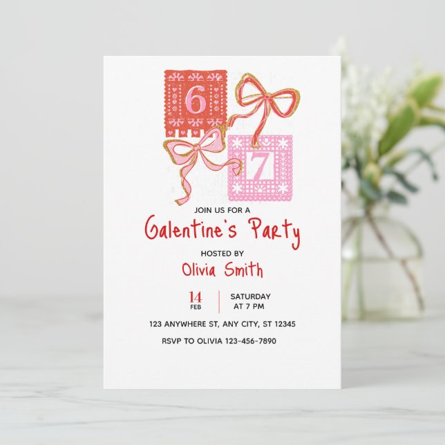 67 invitación de Galentine's Day preppy, coquette (Anverso de pie)