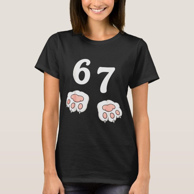 67 Meme Seis Siete 6 7 Camiseta Meme Gato Divertid (Anverso)