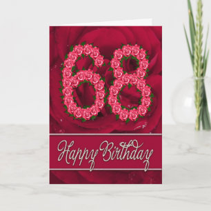 68.ª tarjeta de cumpleaños con rosas y hojas