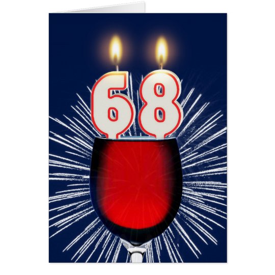 68.o Cumpleaños con el vino y las velas Tarjeta